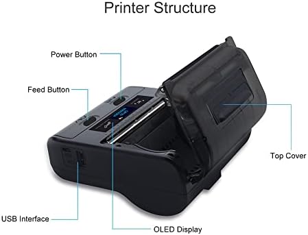 ZSEDP Portable All in Thermal Printer 3 Inch 80mm Širina papira za otpremu štampanje naljepnica USB