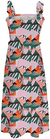 Ženska kravata Boho cvjetni maxi haljine 2023 ljetna casual klizalica s klizačem Square Complet vrat bez rukava na plaži