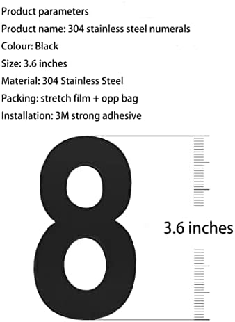 RQUNA 3,6 inčni kućni brojevi Naljepnica od nehrđajućeg čelika za samočišćenje od nehrđajućeg čelika,