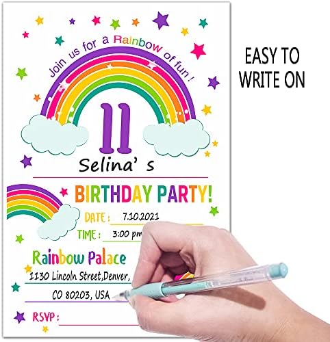 Ukebobo 11. Rainbow Rođendanski pozivnici sa kovertama - Rođendanski pozivnici, Rainbow Party Dekoracije - 20 kartica sa kovertama (C03-11)