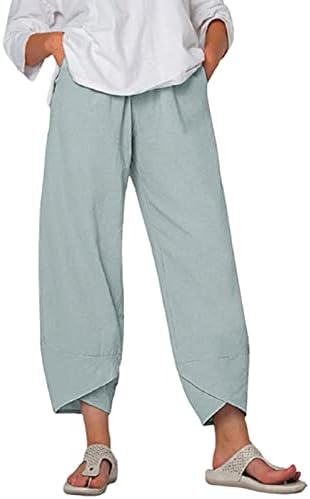 Leirke Capri pantalone za žene Ležerne ljetne pamučne pantalone Labavi elastični struk kapris hlače široke noge