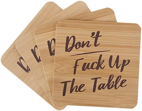 Ne zajebavaj se na stolu bambus jedinstvenim podmetačima | Set od 4 sa držačem | Smiješan poklon