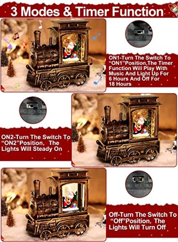 Muzičko pjevanje osvijetljeno božićno voz snjegovito globus jezičak sa tajmerom 8 pjesama Santa Claus poklon