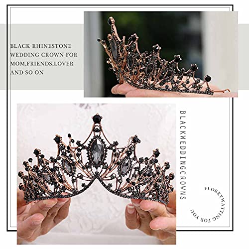 Florry Halloween Crne tijare i krune barokne kristalne kraljice Krune za kostimirani Festival Prom vjenčana