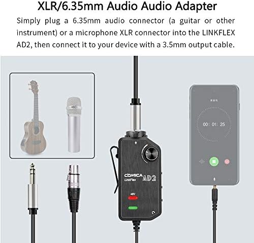 LinkFlex AD2 XLR / 6.35 mm-3.5 mm predpojačalo za mikrofon Amplifier Audio Adapter univerzalna zamjena