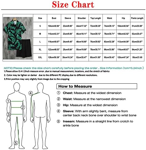 2 komada Trackits Outfits za muškarce Tropska havajska majica kratkih rukava i kratkih sjedala 3D