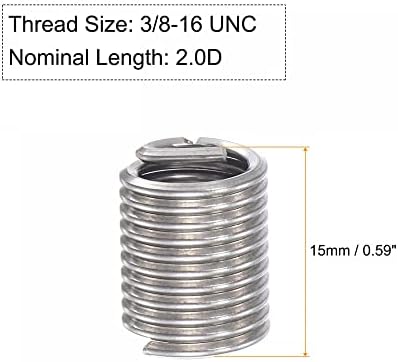 UXCell umetci žice 3 / 8-16 UNC 2.0D 304 nehrđajući čelik HELICAL tip namotani žičani vijak popravak navojnog