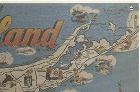 Pozdrav Sa Long Islanda, New York View, Vintage Polutonski Zidni Znak Od Breze