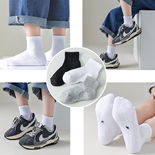 Marchare Boys Bijele čarape Djevojke Atletičke jastučne čarape Pamučne čarape za gležnjeve 5-14