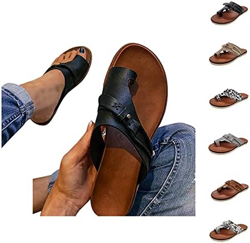 Aunimeifly sandale za žene, ortopedsku korekciju kore kože prstene za bunion papuče Ljetna casual plaža Sandal Flip flops