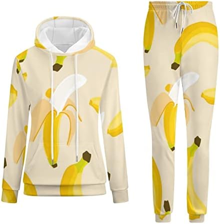Baikutouan banana uzorak ženske trakcijske skupine 2pcs duksevi Sport Tops Hlače Jogging odijela odijela