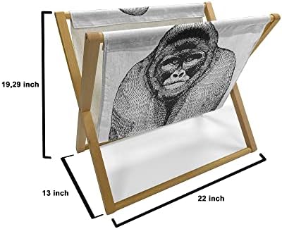 Mjeralni magazin i držač knjiga, jednobojna jednostavna skica nacrtani portret Gorilla Jungle životinjski