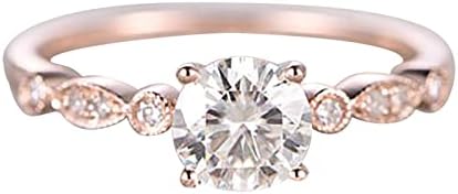 Dijamantni prsten od ružičastog zlata Dijamantna angažmana ženske princeze Zircon personalizirani