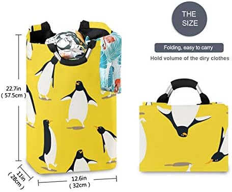 Yyzzh smiješni slatki Pingvinski lik iz crtića na žutoj velikoj torbi za veš korpa torba za kupovinu sklopiva
