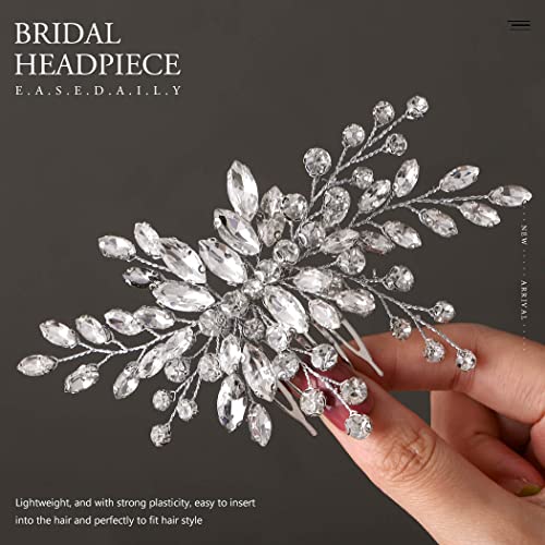 Easedaily Crystal Bride vjenčani češalj za kosu srebrni vještački dijamant Bridal hair Piece Opal