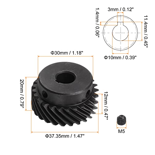 uxcell 10mm unutrašnji otvor blende 25T spiralni zupčanik 1 Mod kaljeni 45 Čelični diferencijal 3x1.4mm