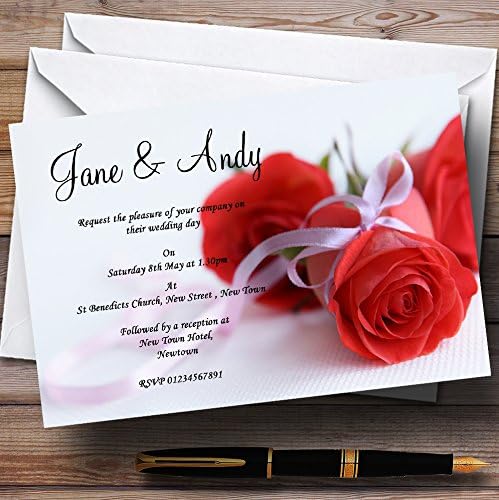 CARD ZOO crvena ruža i bijela vrpca personalizirane večernje prijemne pozivnice