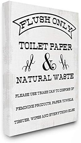 Stupell Industries Ispiranje samo toaletni papir Rustikalni kupatilo Zidna Art, 13 x 19, Off- White