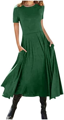 Žene Jesen Ležerne prilike dugih rukava Maxi haljina posada za vrat uguljena linija Flowy Nadled