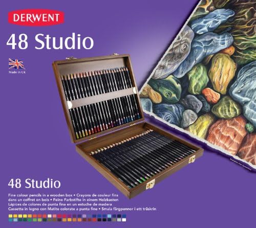 Derwent Studio olovke, 3,4 mm jezgra, drvena kutija, 48 brojeva
