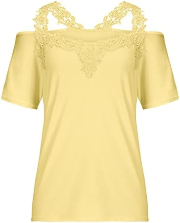 Modni ženski ljetni V košulje Casual Solid bluza Vingate čipke patchwork Thirts Cami s kratkim