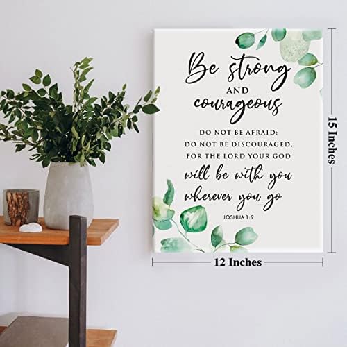 Biblijski stih Joshua 1: 9 budite jaki i hrabri platneni Poster inspirativna slika za štampanje Svetog Pisma za kršćansku zidnu umjetničku dekoraciju kućne kancelarije 11,5 x 15 inča