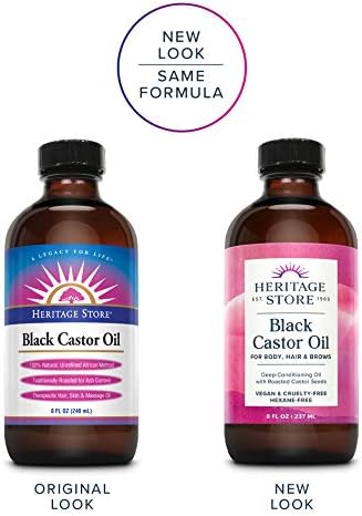 HERITAGE STORE Black Castor ulje, tradicionalno pržena, bogat hidratacija za kosu & koža, Bold Lashes