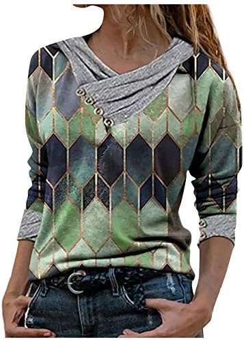ZEFOTIM labavi krojevi za žene, proljeće trendi Tie-dye majice sa printom vrhovi ležerni ovratnik za vezenje dugi rukavi tunike