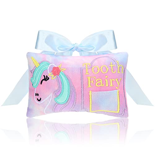 Qunclay Tooth Fairy jastuk sa džepnim dječjim jastukom za zube torbica za uspomene Zubić Fairy pokloni za Djevojčicu i dječaka, 3,9 x 5,9 inča