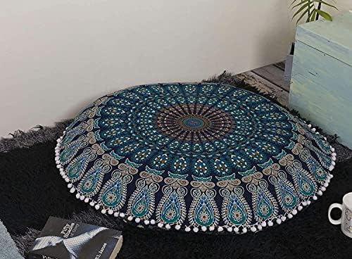 Doraya 22 inčni plavi mandala pod jastuk za jastuk za sjedenje pokrov za bacanje hipi Dekorativne boemske