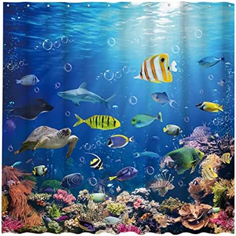Allenjujoy 72x72 Ocean riba za zavjese za tuširanje u kupaonici pod morskom tropskom kornjača morski