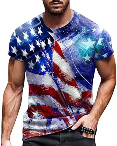 ZDFER muški mišićni atletski majica Američka zastava Patriotske majice kratkih rukava casual crewneck
