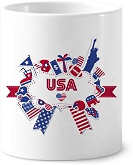 USA zastava Dan nezavisnosti Proslava četkica za zube HOLDER MUG Keramički štand Olovka za olovke