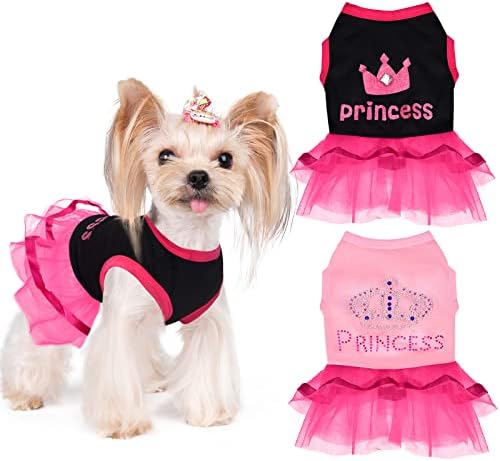 Yikeyo haljina za pse štenadna odjeća za male pse Girl Yorkie Chihuahua Princess čipka Tutu Butus Doggie haljine pasa ljetna odjeća odjeća, 2-pakovanje