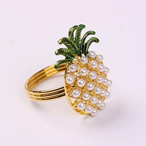 Walnuta 6pcs Ringstowel-gumb Biserni prsten od ananasa, ljetni vjenčani pokloni Perle ukras (boja: zlato,