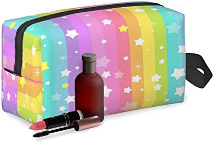 Impcokru Velike vrećice za šminku za žene vodootporna kozmetička torba, pastel Rainbow šarena linija,