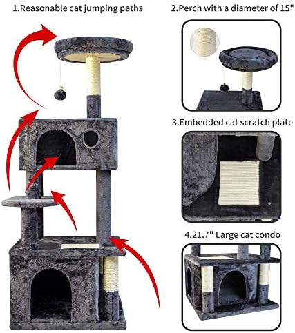 OTLIVE Novodizajniran stan za mačje Drvo, 51 višeslojno veliko drvo za aktivnosti mačaka sa proširenim Smuđom,