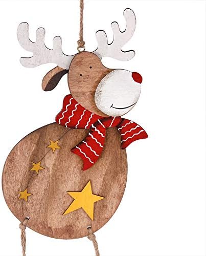 Wood Wind Chimes Božić Ornament sa Božić Zvono za zid visećih ukrasa vrata, Handmade Elk Retro viseća