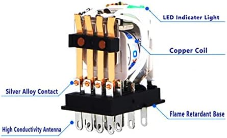 UNCASO 10kom Mini intermedijarni Relejni elektromagnetni Relejni prekidač sa LED 8/11/14 pinova AC