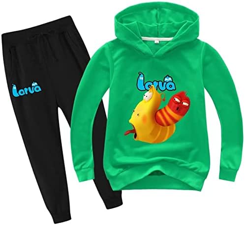 Jotolan Little Kids Dječji ličinka s dugim rukavima Trackit Cartoon Outfit, Duksevi pulover i ležerne dukseve 2pcs set