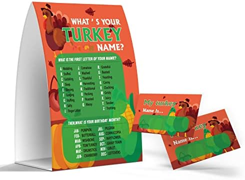 Kakva je vaša igra Turska, Dan zahvalnosti Party igre za školsku djecu Dječje aktivnosti, 1 znak i 50 Naziv naljepnice, rođendan, zahvalnosti Party Favori za djecu -jj032
