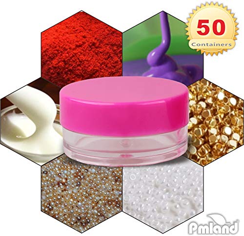 PMland Clear Plastic kozmetički kontejneri sa ružičastim vijčanim poklopcem za krem ​​za oči uzorci za lak za nokte šminke - 50 posuda sa 50 poklopca