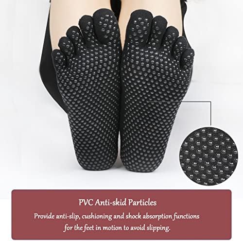 Augot 5 parovi joga čarape za žene Pet prste čarape sa hvataljkama, pamučne čarape za nož klizne čarape,
