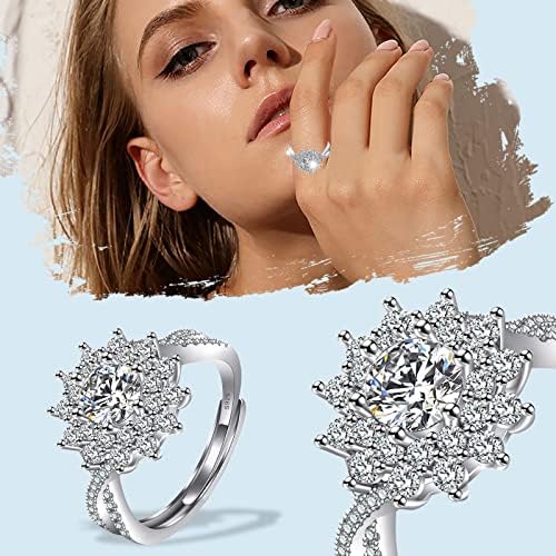 Ženski prstenovi modni moissanitni prsten otvoren podesivi simulirani dijamantni prsten za djevojke