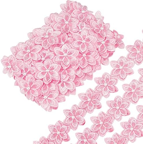 Gorgecraft 5 dvorište 3D organza cvijeće čipke rubne obloge vrpce biserne perle obrezive izgrađene aplicirane tkanine Vintage šivaće plovila za vjenčanicu Držite ukras