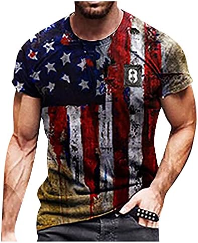 OIOLOYJM Ugodne udobne ushirene Thirts Man American Flag Holiday Poliester Majica Kratki rukav Moderni
