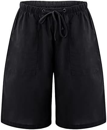 Posteljine kratke hlače za žene Ljeto Ležerne prilike visoke struke Slobodne motke udobne salone za hlače prozračne trke na plaži