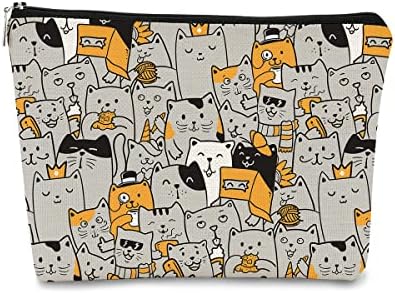 Barpery Grey Yellos Mačke, slatke crtane mačke Kozmetička torba Najbolja ideja za poklon za djevojke