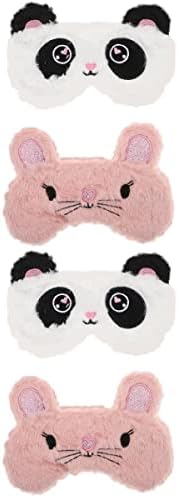 Doitool maska ​​za plišanje životinjsko pokrov za oči: 4pcs slatki crtani životinjski zec zakrpe za oči meko