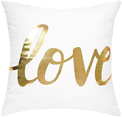 Jastuk za bacanje zlatnog ljubavnog slova Štampani moderni kvadratni jastuk shams bronziranje flanelete za jastuk za flanelet za sopstveni kauč automobila, 18 x 18 inča